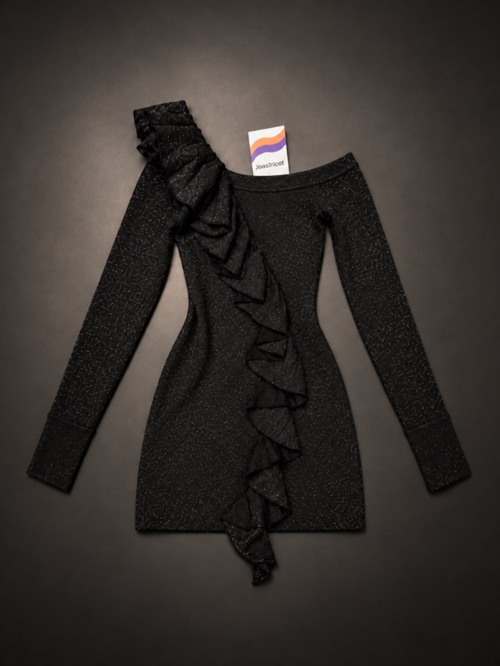 JoosTricot Black Sparkle Ruffle Mini Dress – Size XS – NWT